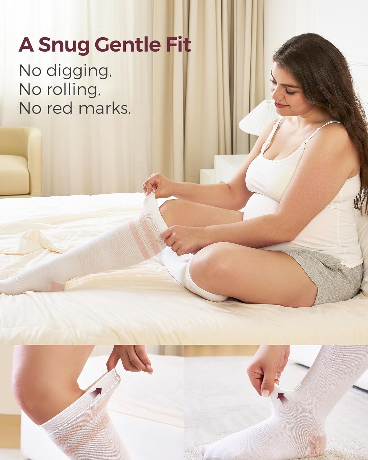 Momcozy Compression Socks for Women Wide Calf, 15-20mmHg Knee High Support Socks for Pregnancy, Nurses, Flying, Travel