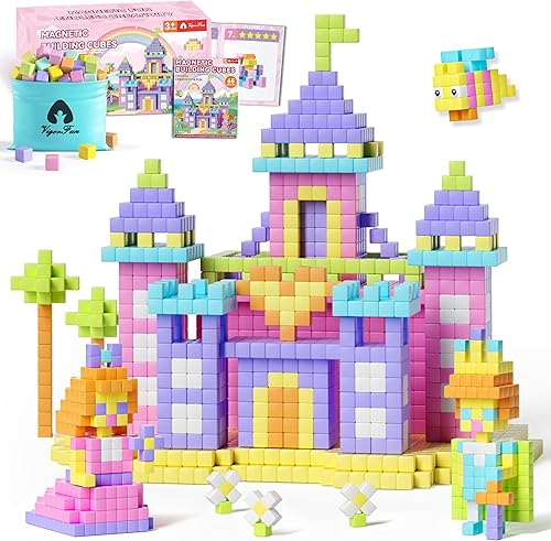 Juego de 65 bloques magnéticos, bloques de construcción magnéticos de 1 pulgada con ojos de juguete y bolsa de almacenamiento para regalos de niños,