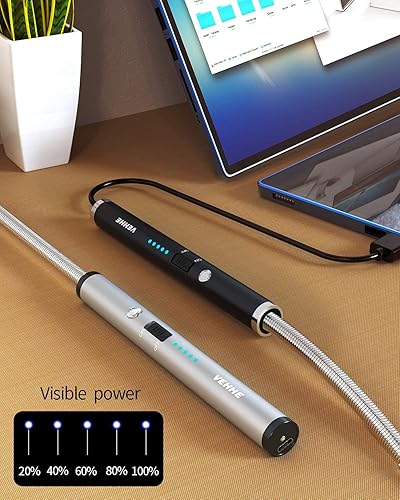 Miniatura 6 de VEHHE Encendedor de velas, paquete de 2 encendedores eléctricos recargables con pantalla de batería LED, interruptor de seguridad, cuello flexible