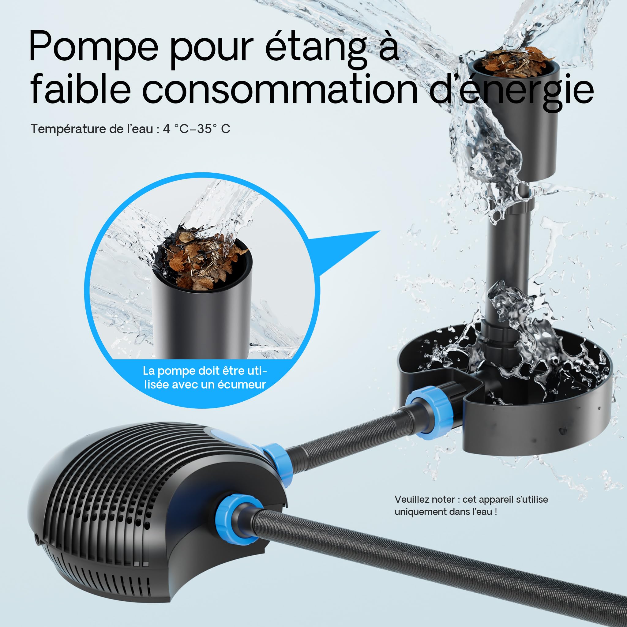 SunSun CTF-1400B Pompe de Bassin SuperECO - 353 x 400 x 170 mm - débit max. 14000 l/h / 120 W/refoulement max. 7,0 m - avec câble 10 m - Filtration Circulation Écumeur eau jardin étang