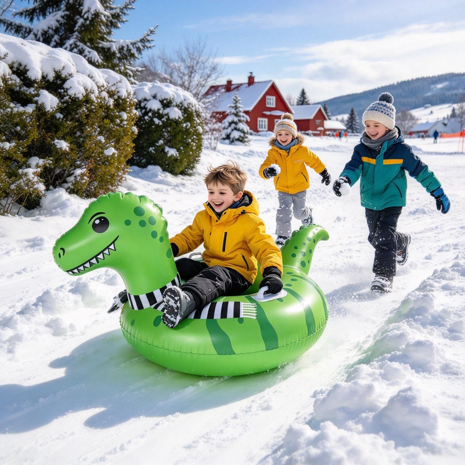 Slitta Neve Giochi invernali dinosauro cartoon per slitta con maniglie