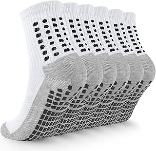 Kids Grip Soccer Socks Boys Football Non Slip Socks Cushioned Athletic Crew Socks Running Sports Kids Youth 6 Pairs