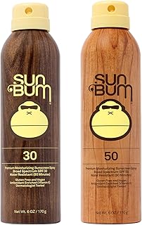 Sun Bum Original Spf 30 and 50 Sunscreen Spray Vegan and Hawaii 104 Act Compliant (Octinoxate & Oxybenzone Free) Broad Spectrum Moisturizing UVA/UVB Sunscreen With Vitamin E 2 Pack