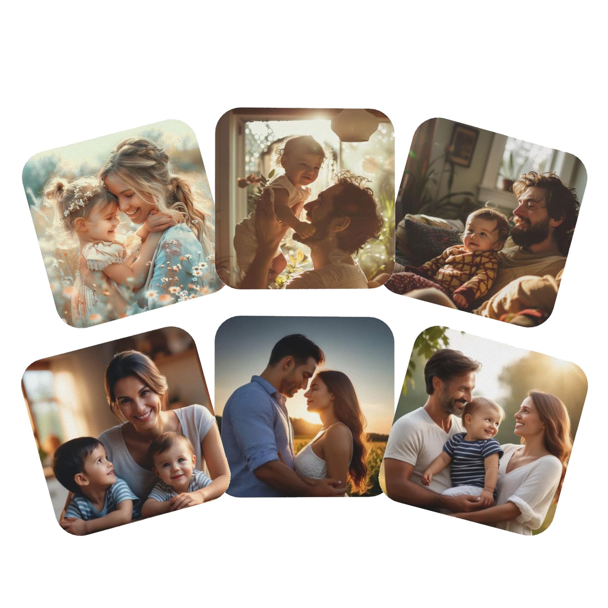 Personalized Design Custom Logo Picture Square Leather Coasters, Coaster Set of 6, Drink Cups Pad Mat for Home and Kitchen Desktop Decor (Storage Box