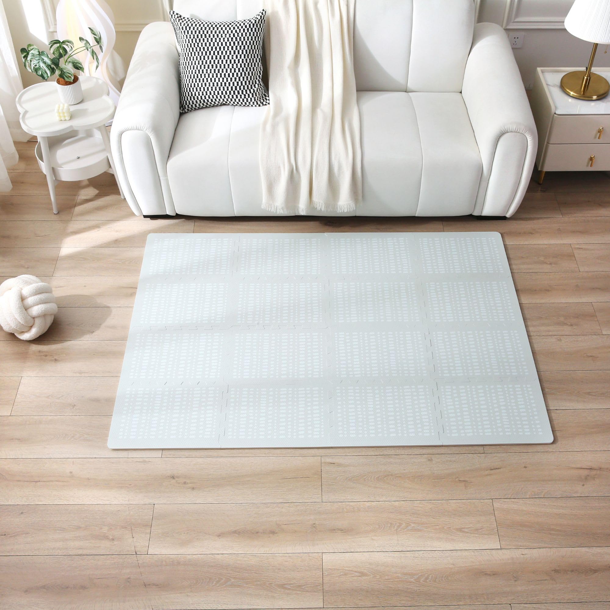 Tappeto puzzle elegante Hygge Beige 1,7 x 1,2 m - 16 lastre XL morbide, spessi, inodore, facile da pulire, confezione senza plastica