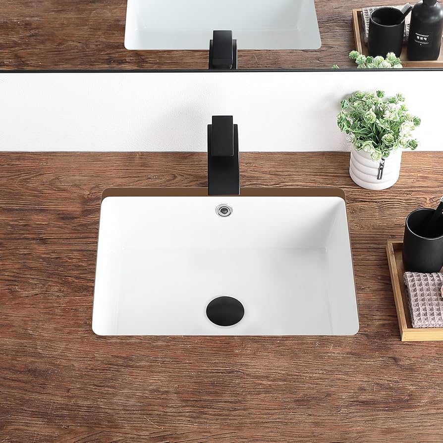 Ksページ 18 Inch Undermount Bathroom Sink White Rectangular Porcelain