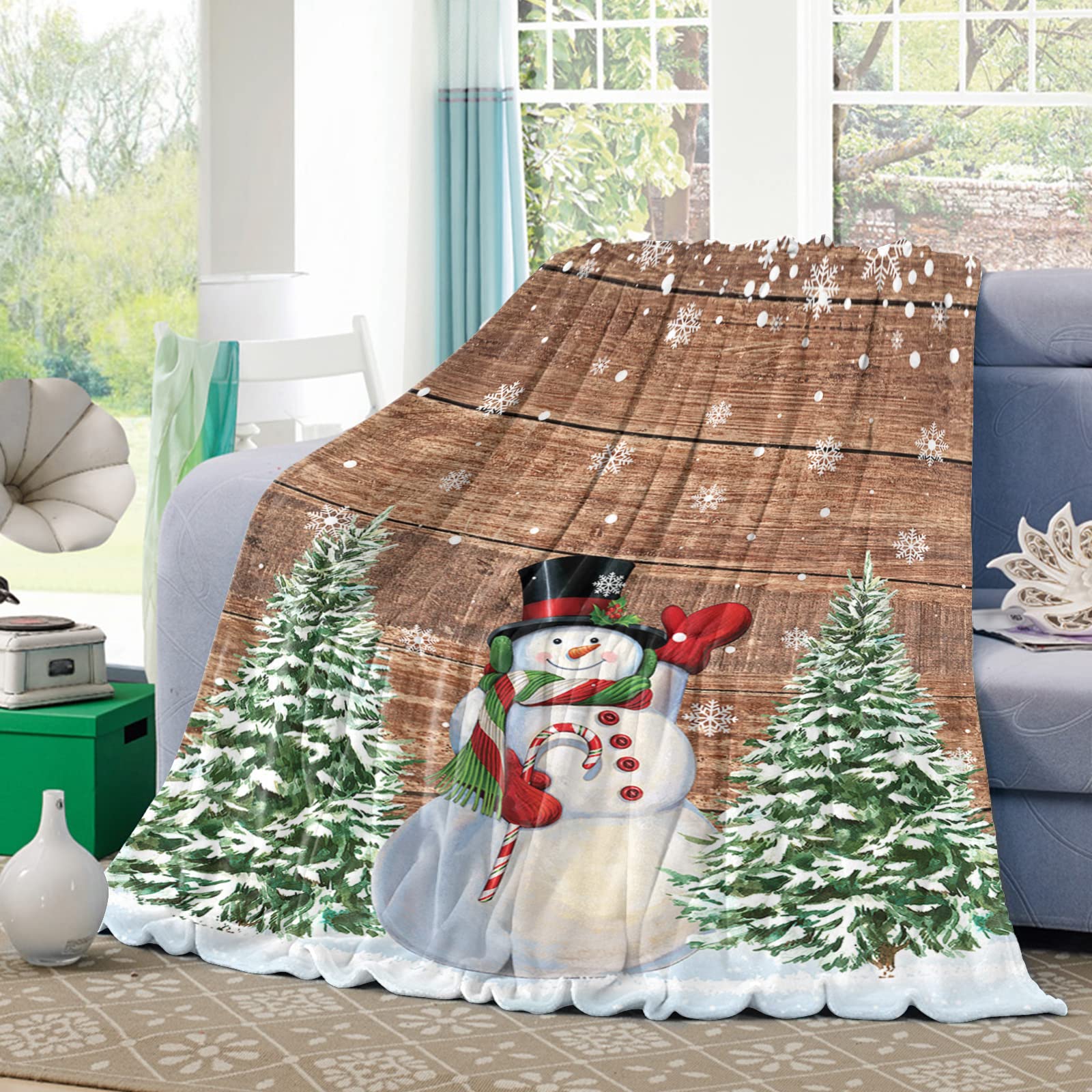 Amazon.com: Throw Blanket Snowman Xmas Tree Merry Christmas,Super Soft  Flannel Fleece Blankets Lightweight Throws for Couch Sofa Bedroom Living  Room Winter Snowflakes Farm Wooden,Cozy Microfiber Throws,60x80in : Home u0026  Kitchen