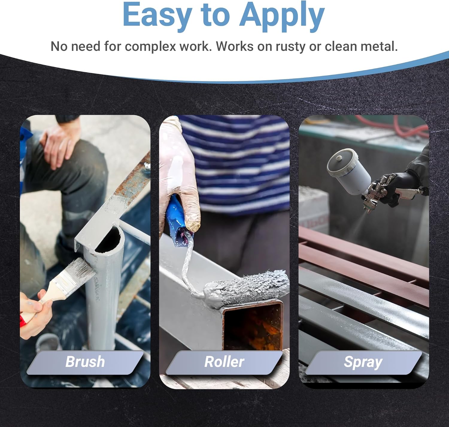 RUST BULLET Industrial - Metallic Gray - 1 Quart - Low VOC - Rust Preventative Coating for Industrial, Marine, Home & Farm Projects, UV Resistant, Durable Finish