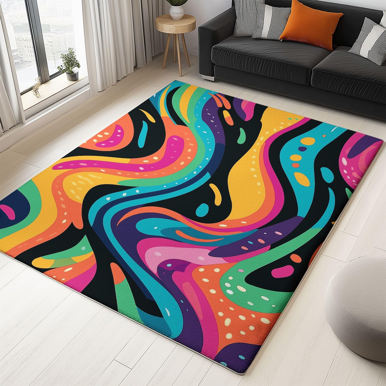 Tapis flanelle balcon terrasse et espaces de vie au design abstrait