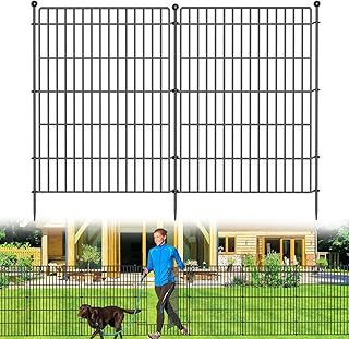 10 Panels No Dig Garden Fence with Gate, 44in(H) × 23.6ft(L) Decorative ...