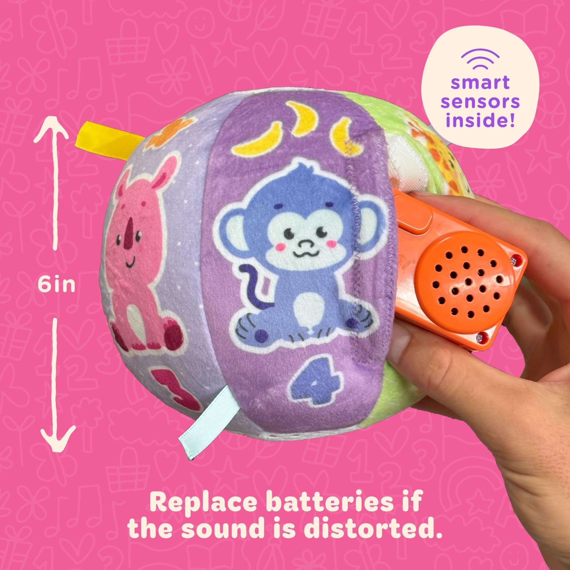 Move2Play, Hilariously Interactive Baby Ball with Music & Sound Effects | First Birthday Gift | Toddler Toy for Boys & Girls | Age 6, 9, 12, 18+ Month | 1, 2+ Year's Old (Baby Ball Pastel)