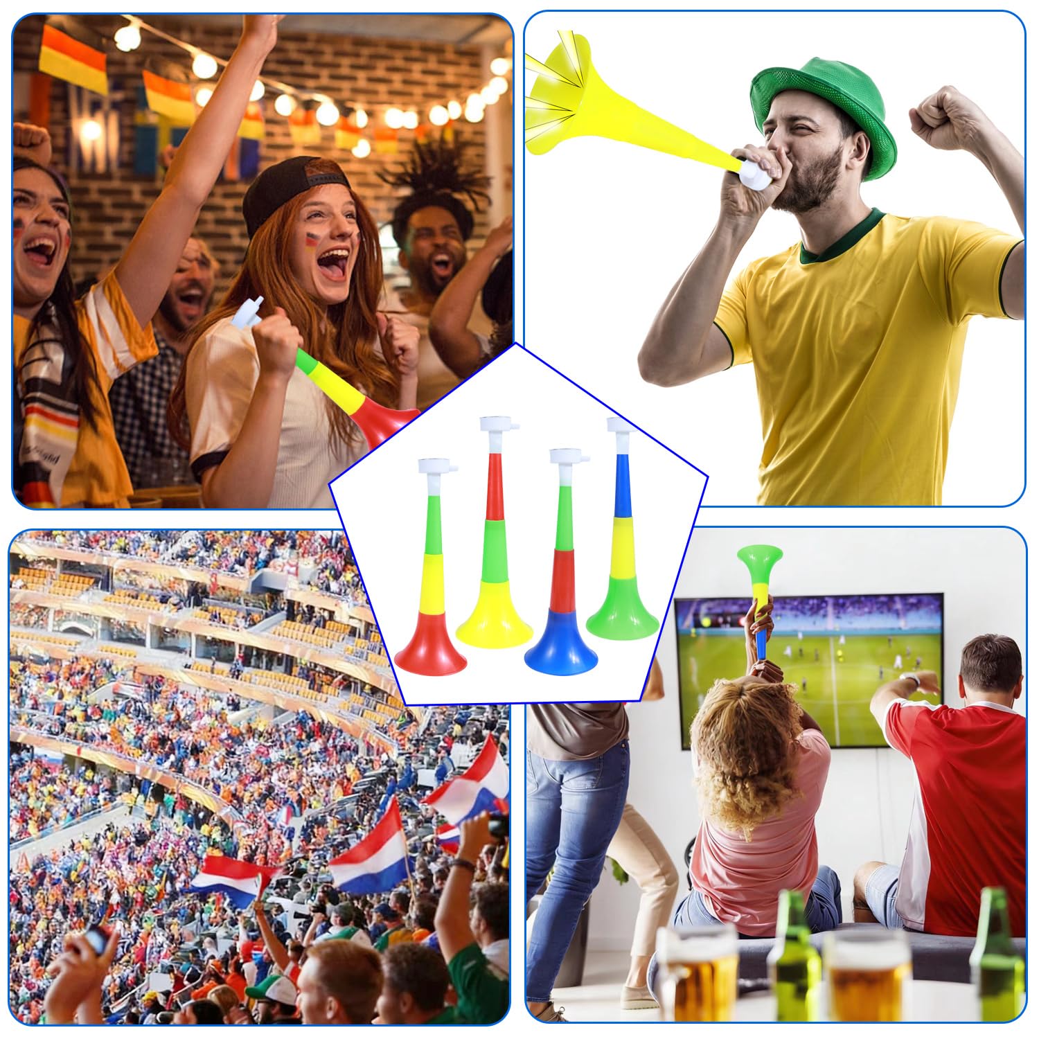 YiliYa 4 Pcs Vuvuzela Trompette Fanfare Cheerleading Corne Krachmacher Plastique Stade Match Football