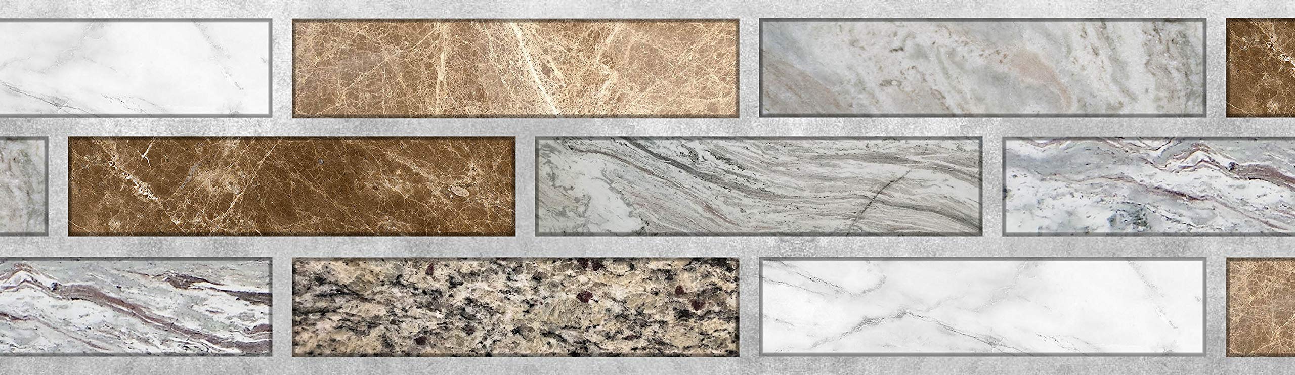 WallDesign Border Sticker - Ceramic Tile Pattern - Roll 3 Inch by 16 Ft - Glossy Laminated Water Proof PVC Sticker - for Living Room, Kitchen, Bathroom Wall Decoration