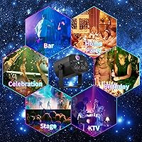 Vista 5 de Luces de fiesta para escenario de DJ Disco, proyector de luz láser LED RGB con flash estroboscópico activado por sonido y control remoto