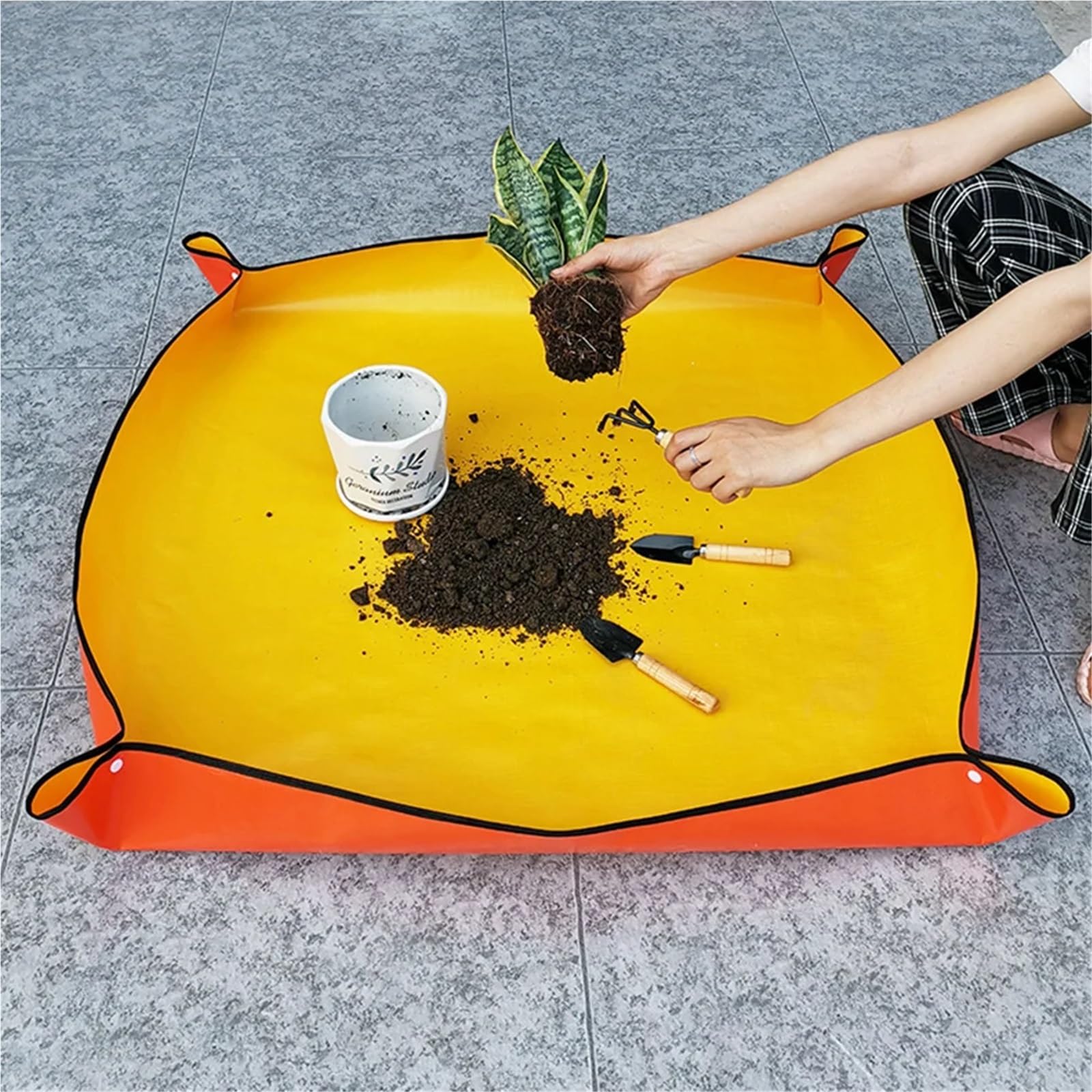 Tapis de Jardinage Imperméable Tapis d'empotage Succulent d'intérieur, Outil de Jardin étanche, Portable, for la Transplantation Plantes et Le contrôle saleté(Green 100x100cm)
