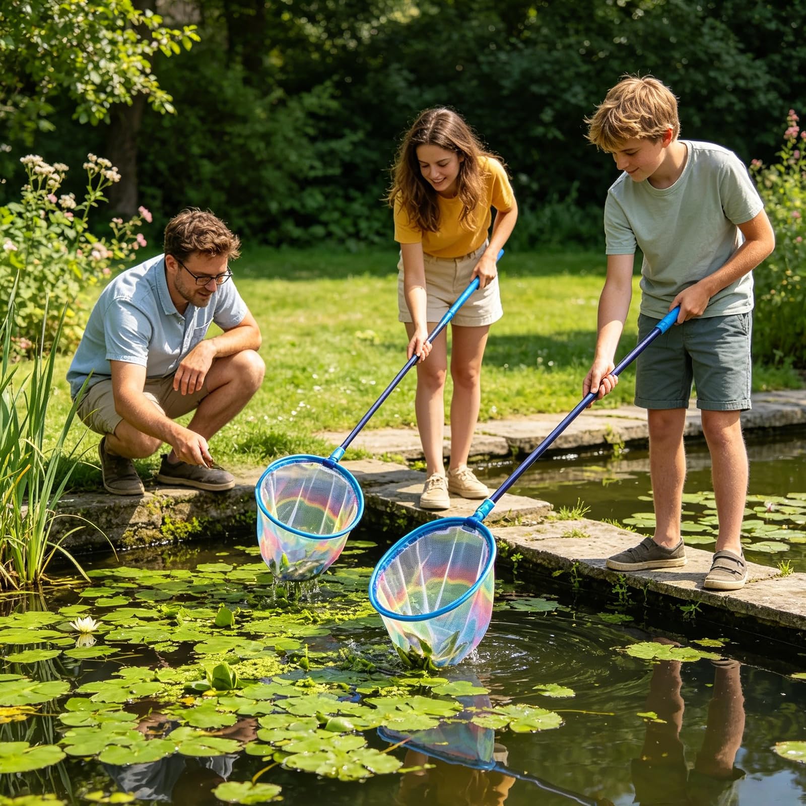 2 retini telescopici per bambini, 41,5 – 148 cm, retino da pesca per bambini, retino da pesca, rete a farfalla, retino da pesca, insetti, pesca, spiaggia, stagno, giardino, piscina