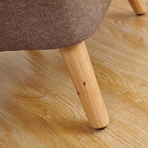 Miniatura 7 de SIMPLEOPULENCE - Silla de barril decorativa para sala de estar, silla de club tapizada de tela moderna con respaldo curvado y patas de madera