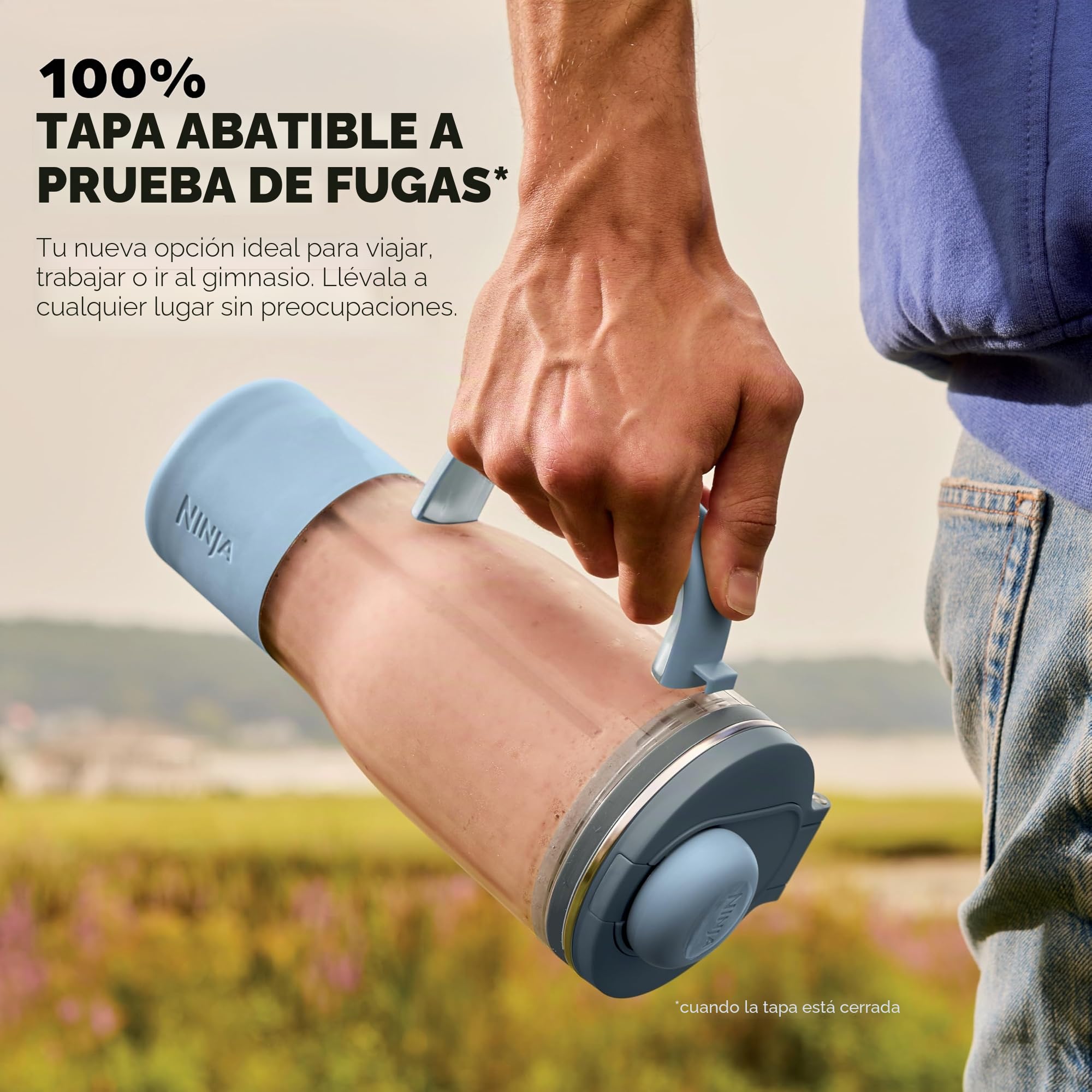 Ninja Blendboss - Batidora personal para batidos y bebidas congeladas, taza de viaje de 25 onzas con tapa a prueba de fugas, boquilla para beber y popote extraíble, tecnología Auto-iQ | DB351PK1BRN