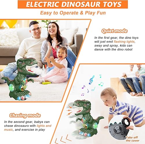 Miniatura 4 de Juguetes de dinosaurio para niños de 1 a 2 años, música de rugido y luces, juguetes para niños y niñas de 1 a 3 años, juguetes de dinosaurio en
