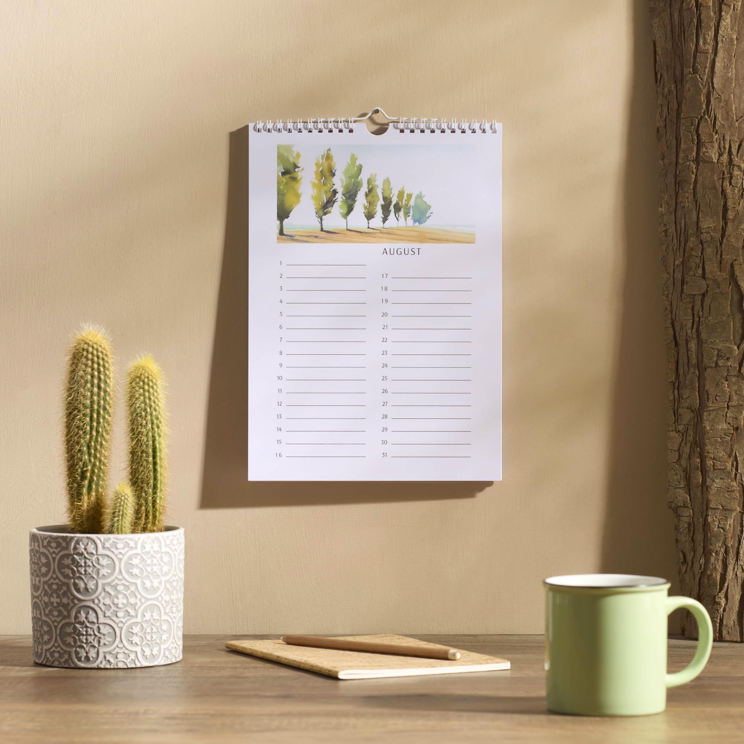 Duzefolio Dates to Remember Perpetual Calendar, A4 Size, Tree and Woodland Theme, 300gsm FSC Paper, Ring Bound, 21 x 30cm, White - Image 3