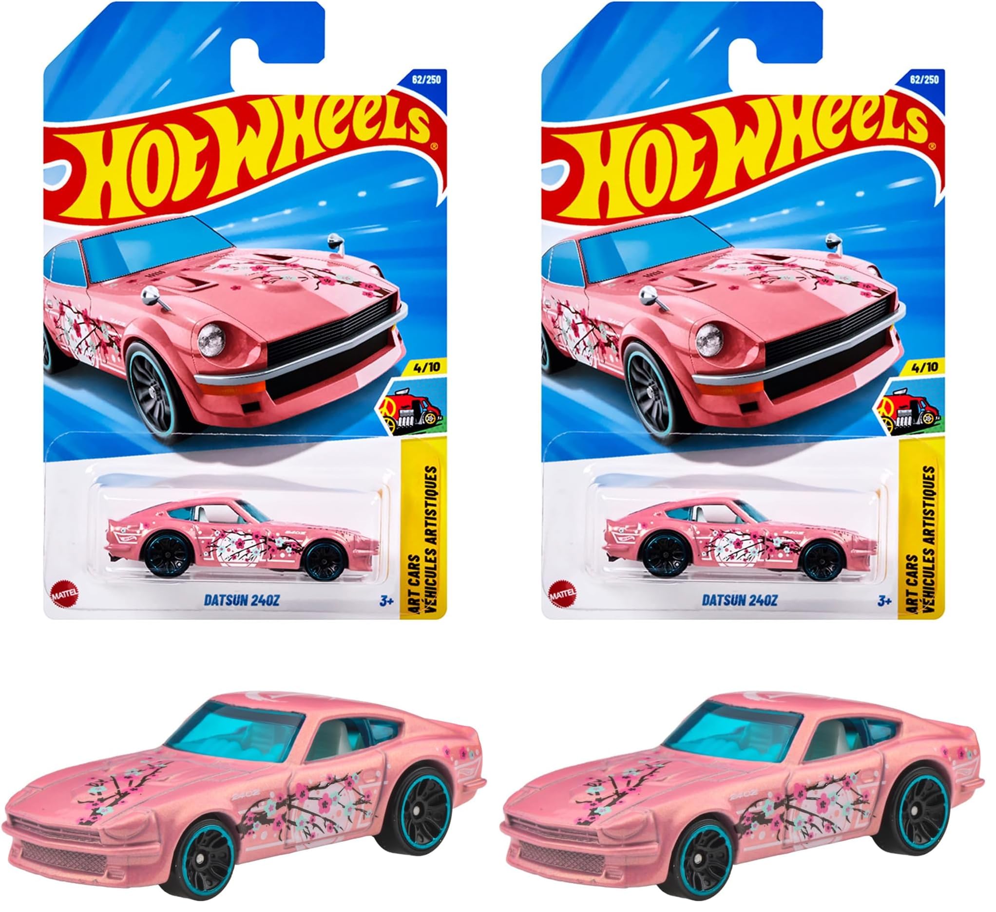 Hot Wheels Datsun 240Z Pink Basic Car Diecast Mini Vehicle x2 JFN33