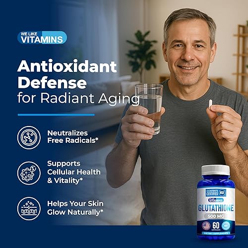 Miniatura 3 de We Like Vitamins Suplemento de glutatión L de 500 mg por porción  Fabricado en Estados Unidos  60 cápsulas de glutatión  Suplemento de glutatión