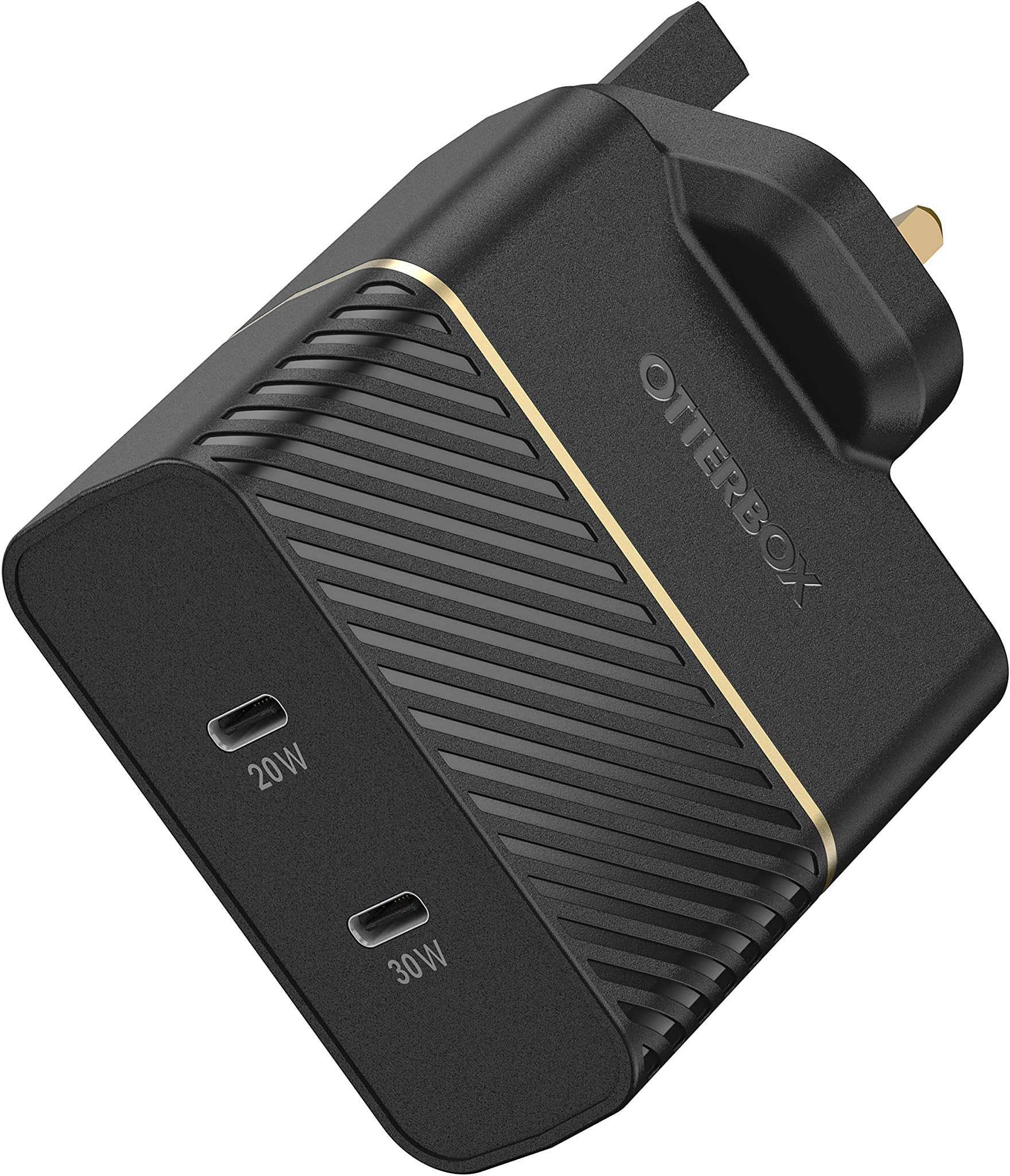 OtterBox Dual Port Wall Charger 50W, USB-C PD 30W GaN + USB-C PD 20W, Fast Charger for Smartphone and Tablet, Drop Tested, Rugged, Ultra Durable, Black