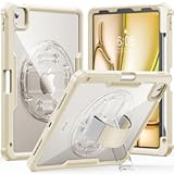Case for iPad Air 11 Inch M2(2024), iPad Air 5th/4th Generation 10.9 Inch, iPad Pro 11 Inch, Glitter Clear Dual Layer Protection with Hand Strap & Rotating Kickstand (Starlight)