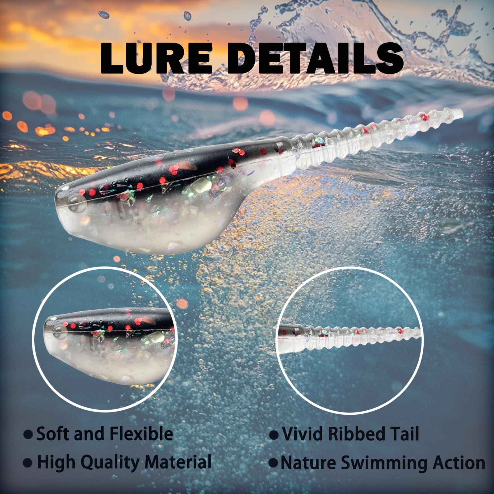 Bombite Crappie Lures Kit - Soft Plastic Lures for Trout, Bass, Panfish & Bluegill - 24 Packs