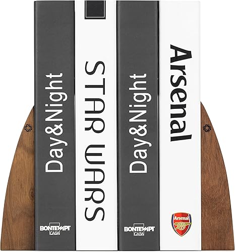 Miniatura 2 de TILISMA Sujetalibros de madera hechos a mano con base de metal, árbol de nogal, soportes resistentes para libros pesados, accesorios decorativos