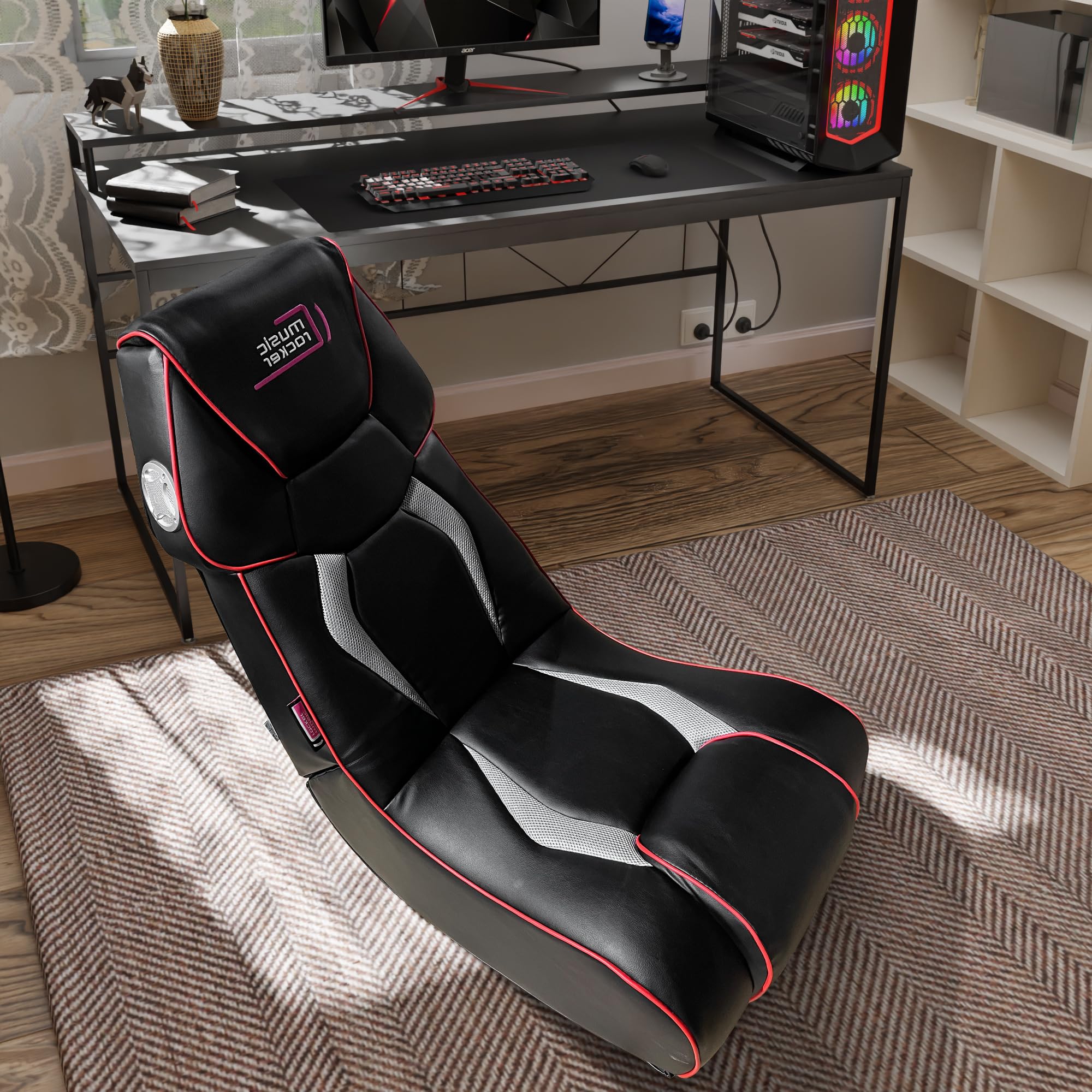 Winfree Floor Rocking Gaming Chair Foldable Floor Chair With Built