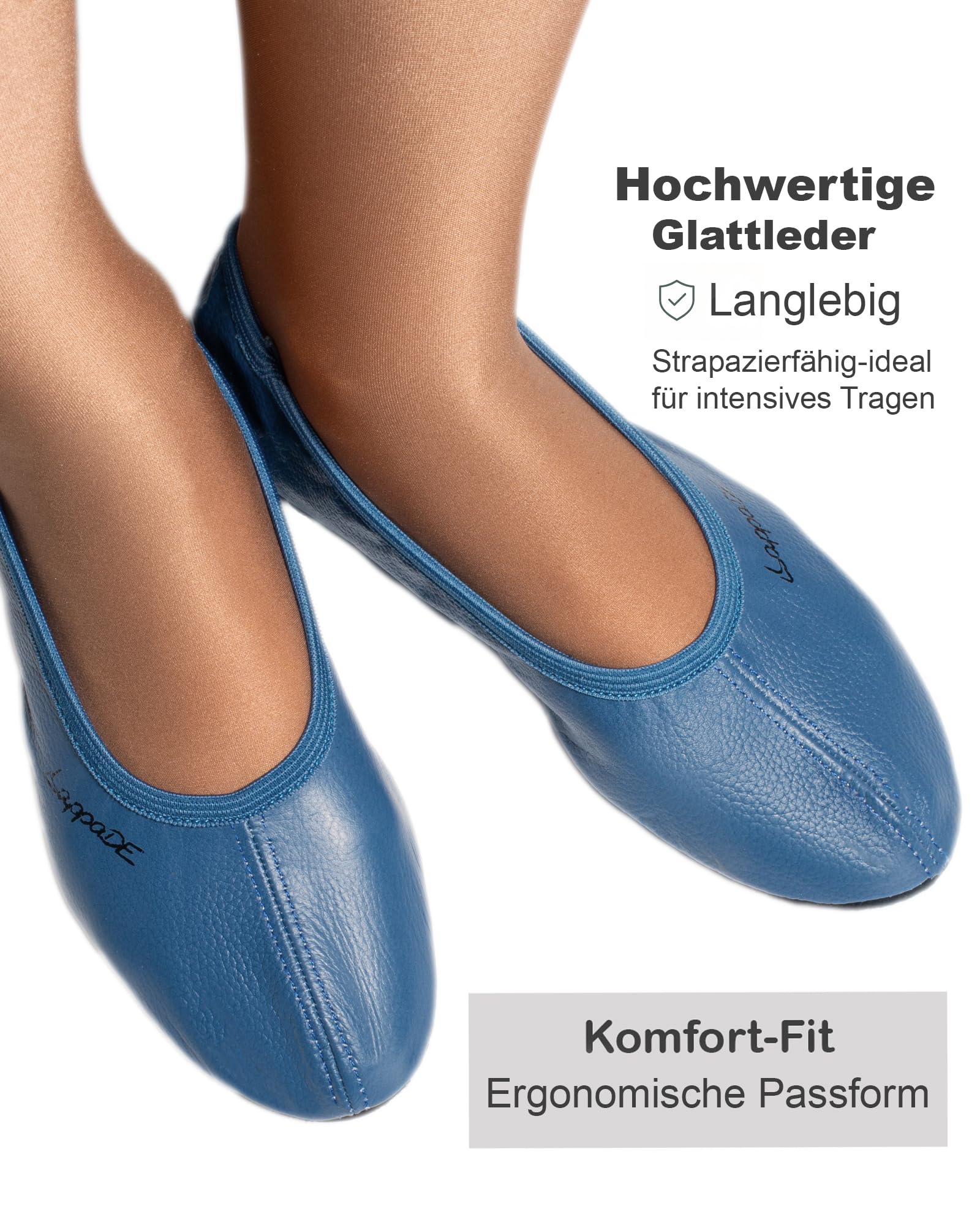 Lappa.de Nero, Bianco, jensblau, Rosa, Lilla, Rosso Scarpe da Ginnastica, Scarpette da Ballo, Turnschläppchen con Suola in Cuoio lappade TGL 28-46