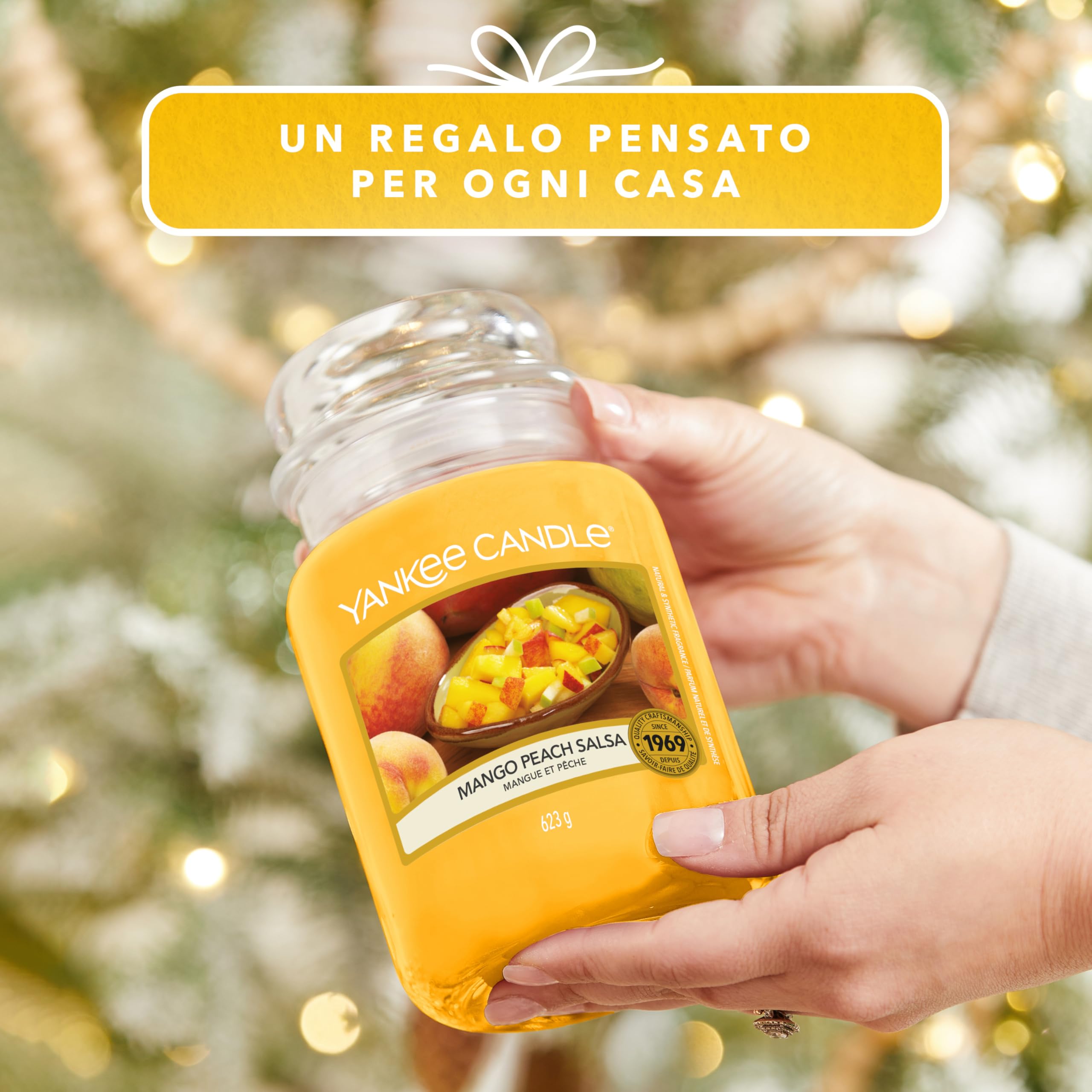 Yankee Candle Candela profumata in giara grande | Salsa di mango alla pesca | Durata Fino a 150 Ore | Regali per donne