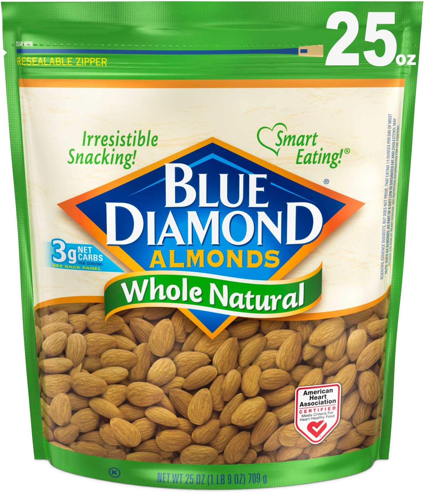 Whole Natural Raw Snack Nuts, 25 Oz Resealable Bag (Pack of 1)