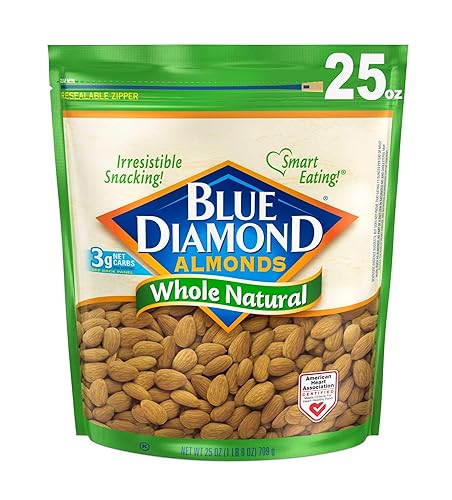 Blue Diamond Almonds Almendras naturales enteras crudas, bolsa resellable de 25 onzas (paquete de 1)