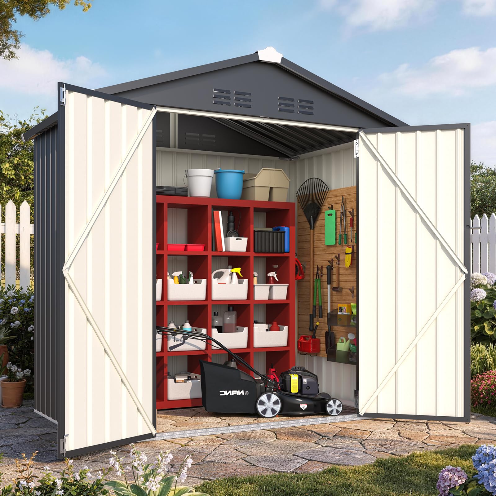 AECOJOY 4' x 6' Outdoor Metal Storage Shed