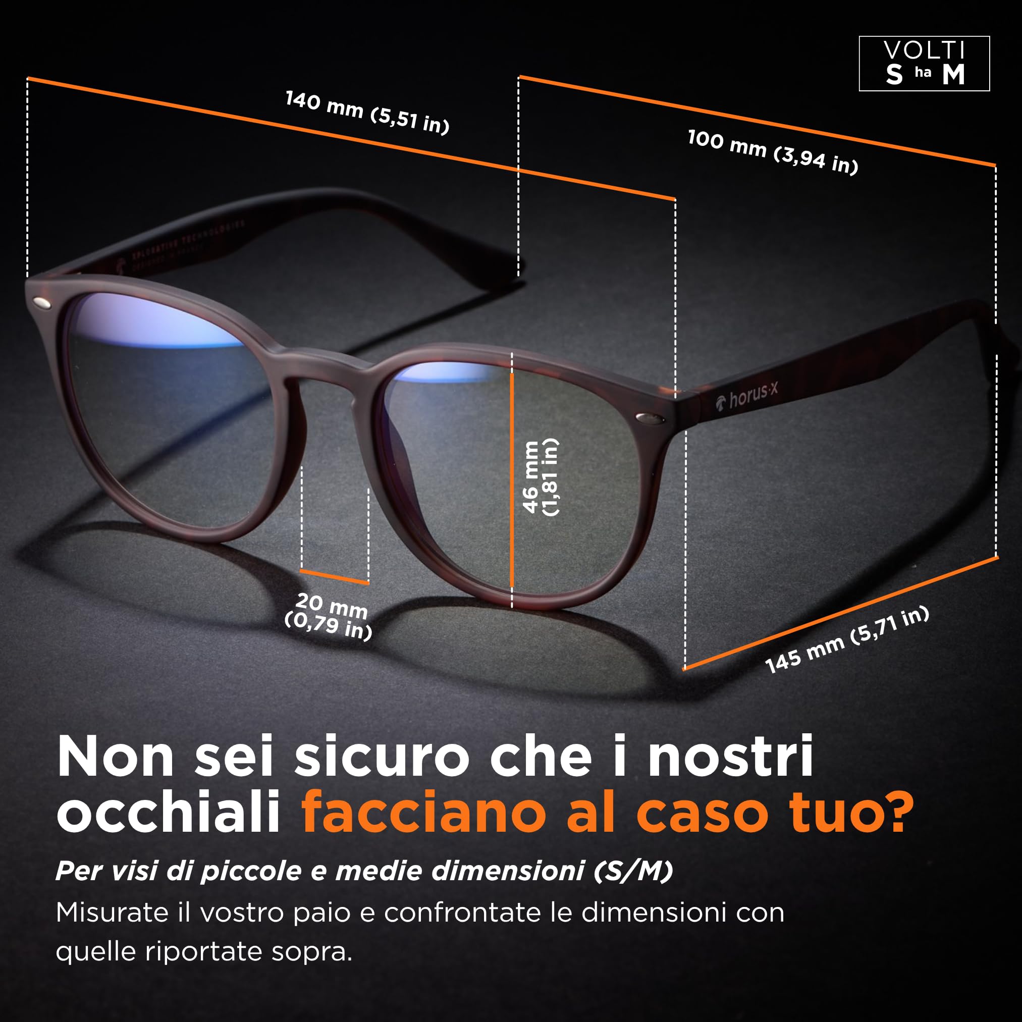 Horus X • Occhiali Luce Blu Uomo Donna | Occhiali Anti Luce Blu per Schermo | Anti Affaticamento & Emicrania Oculare | Urban V3
