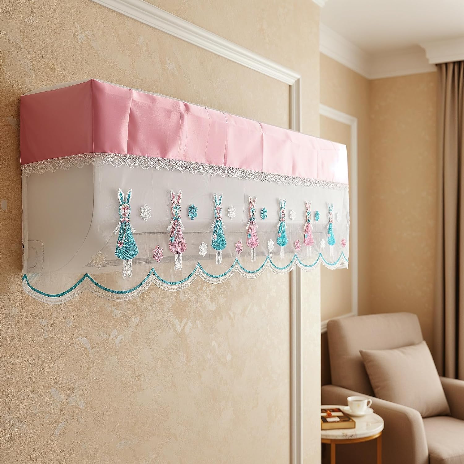 Stylish AC Dust Cover - Embroidered Rabbit Design -5 Stylish AC Dust Cover - Embroidered Rabbit Design -5