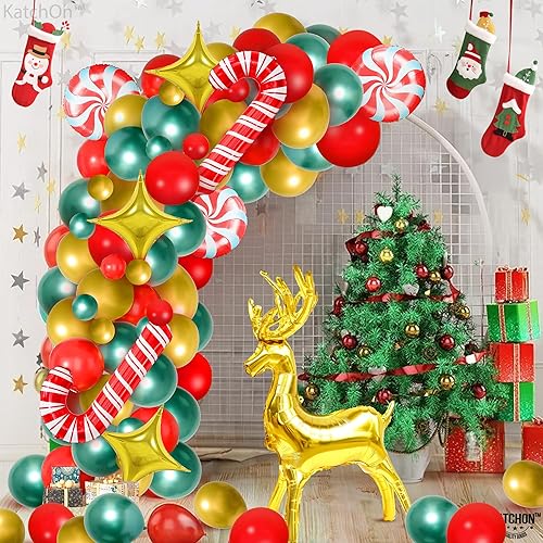 Miniatura 4 de KatchOn, Juego de arco de globos de papel de aluminio de Navidad, paquete de 146  Globos de reno de 48 pulgadas para decoraciones de globos de