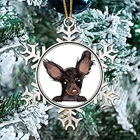 Vista 2 de Russian Toy Terrier Xmas Tree Ornaments - Christmas Snowflake Ornament - Watercolor Peeking Dog Mom Pet Xmas Keepsake Gifts Snowflake Decor Gift for