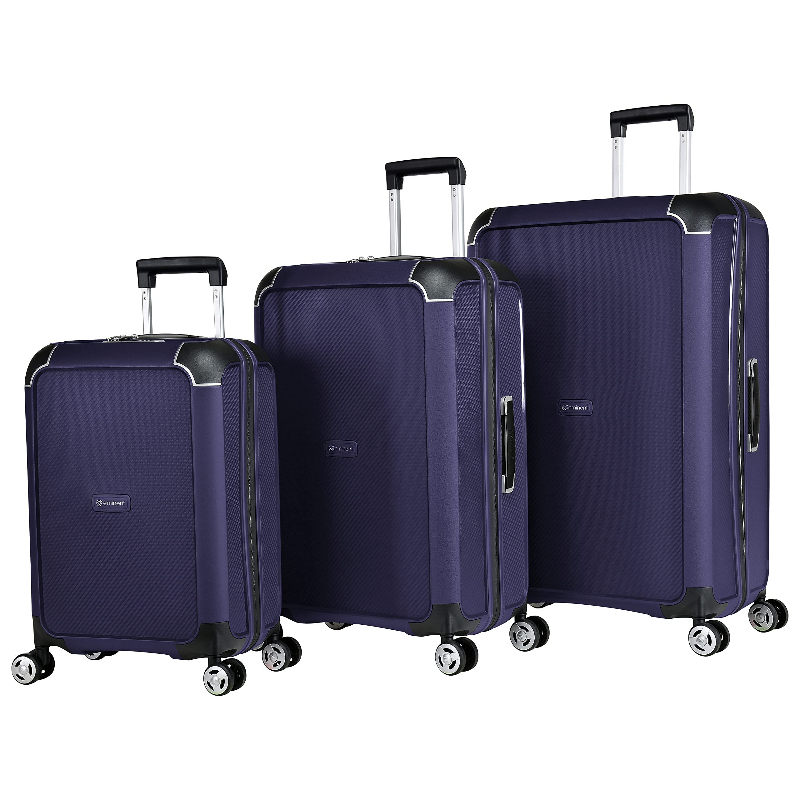 EminentHard Shell 3-Piece Suitcase Luggage Sets for Unisex – B0002 | Ultra Lightweight Polypropylene with 4 Double Inline Skate Wheels (Set of 3, Purple)