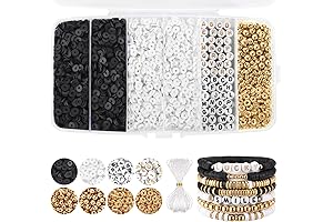 Funtopia Black and White Polymer Clay Beads for Making Bracelets