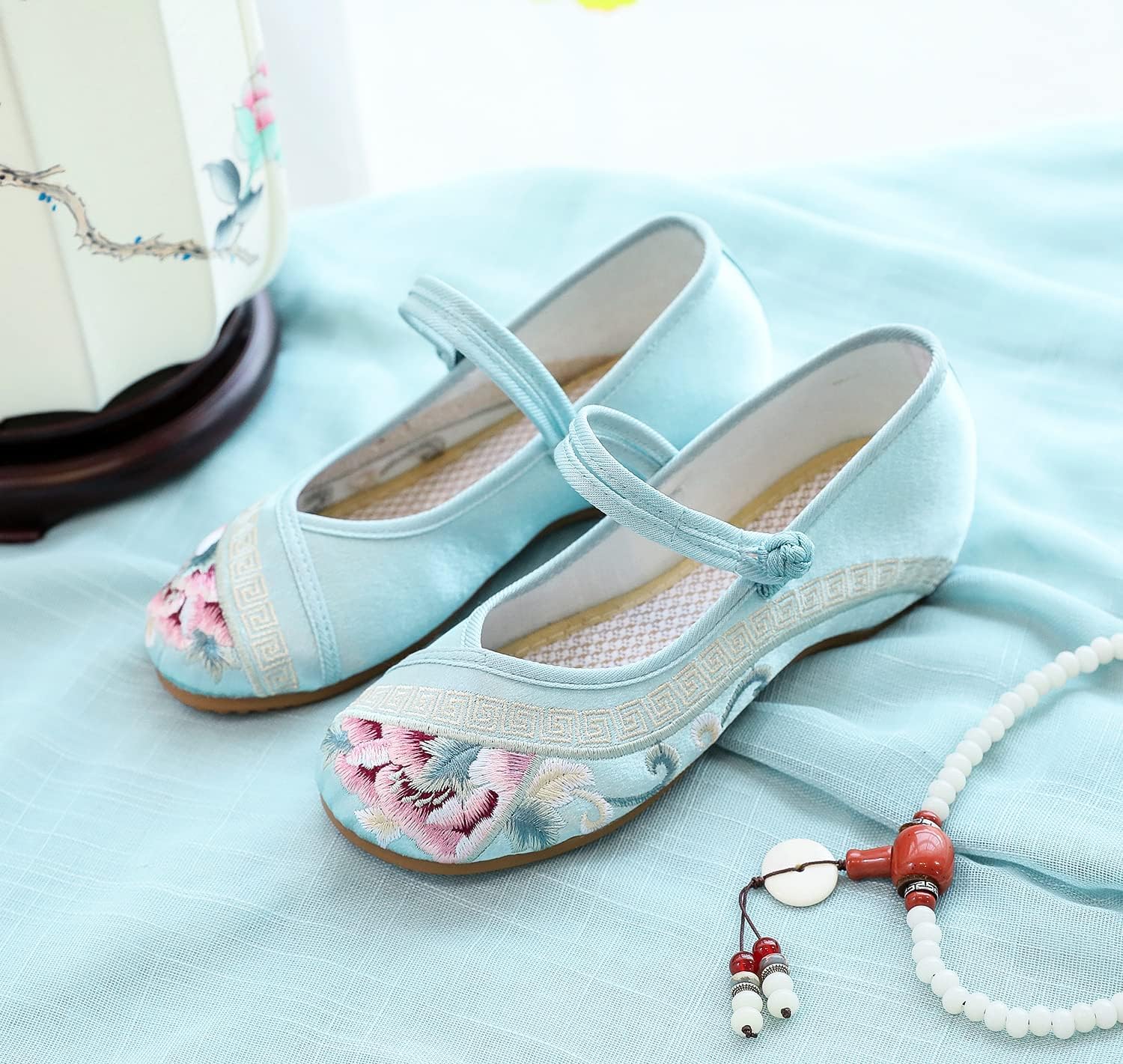 YunPeng Women's Canvas Shoes Casual Round Toe Mary Jane Shoes Ballerina Ballet Yoga Flats Slip on Shoes - Image 3