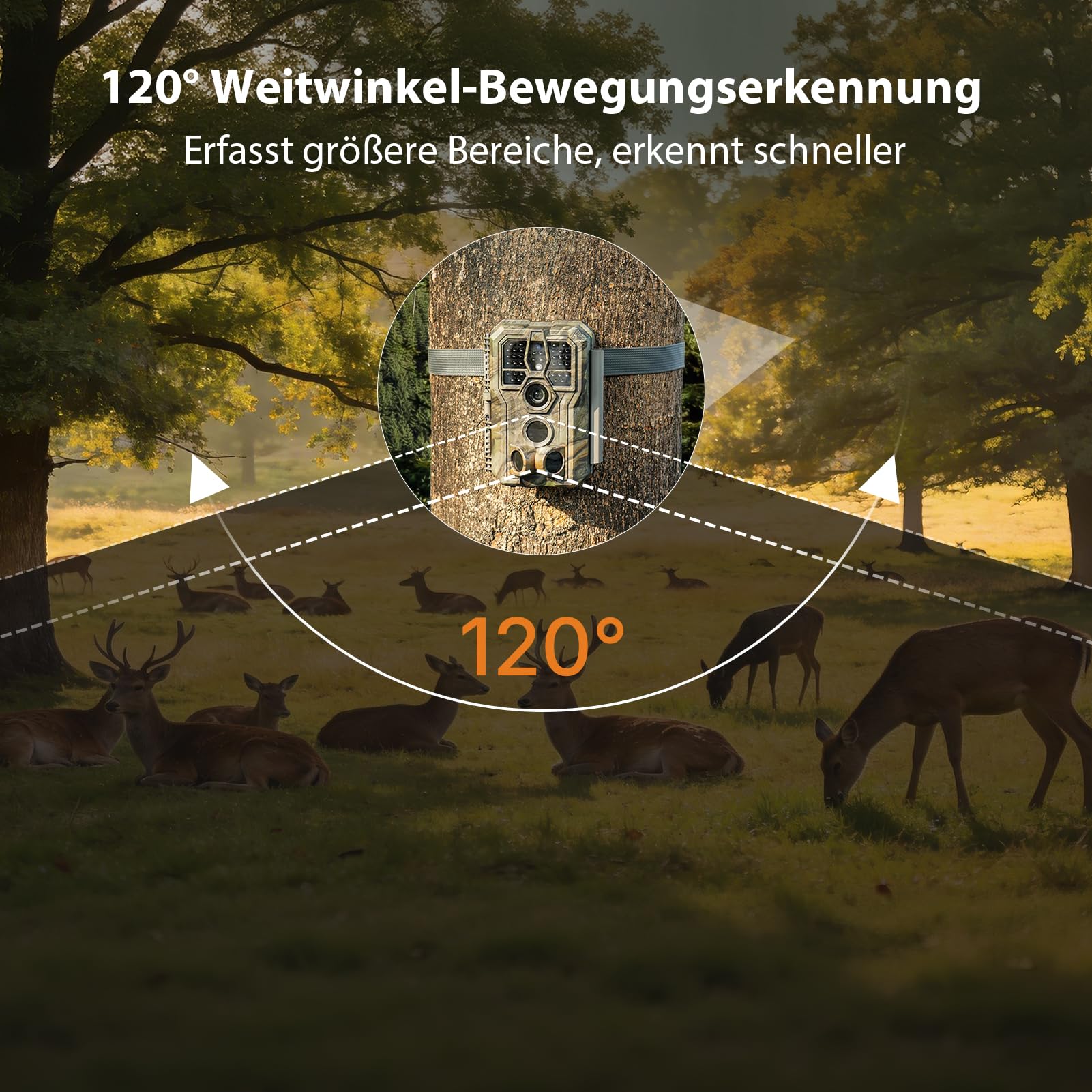 GardePro E5 2.0 4K Wildkamera mit 64GB SD-Karte | 64MP Wildkamera mit bewegungsmelder nachtsicht, 0,1s Auslöser, 30m no-Glow Nachtsicht, IP66 wasserdicht