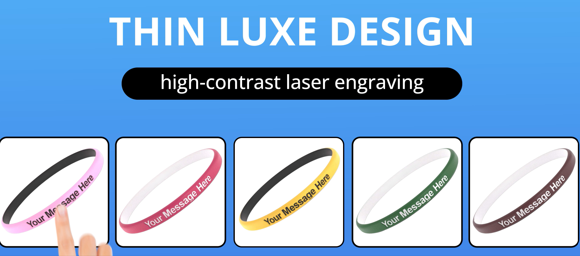 Pulsera fina de silicona personalizada Reminderband miniatura 7