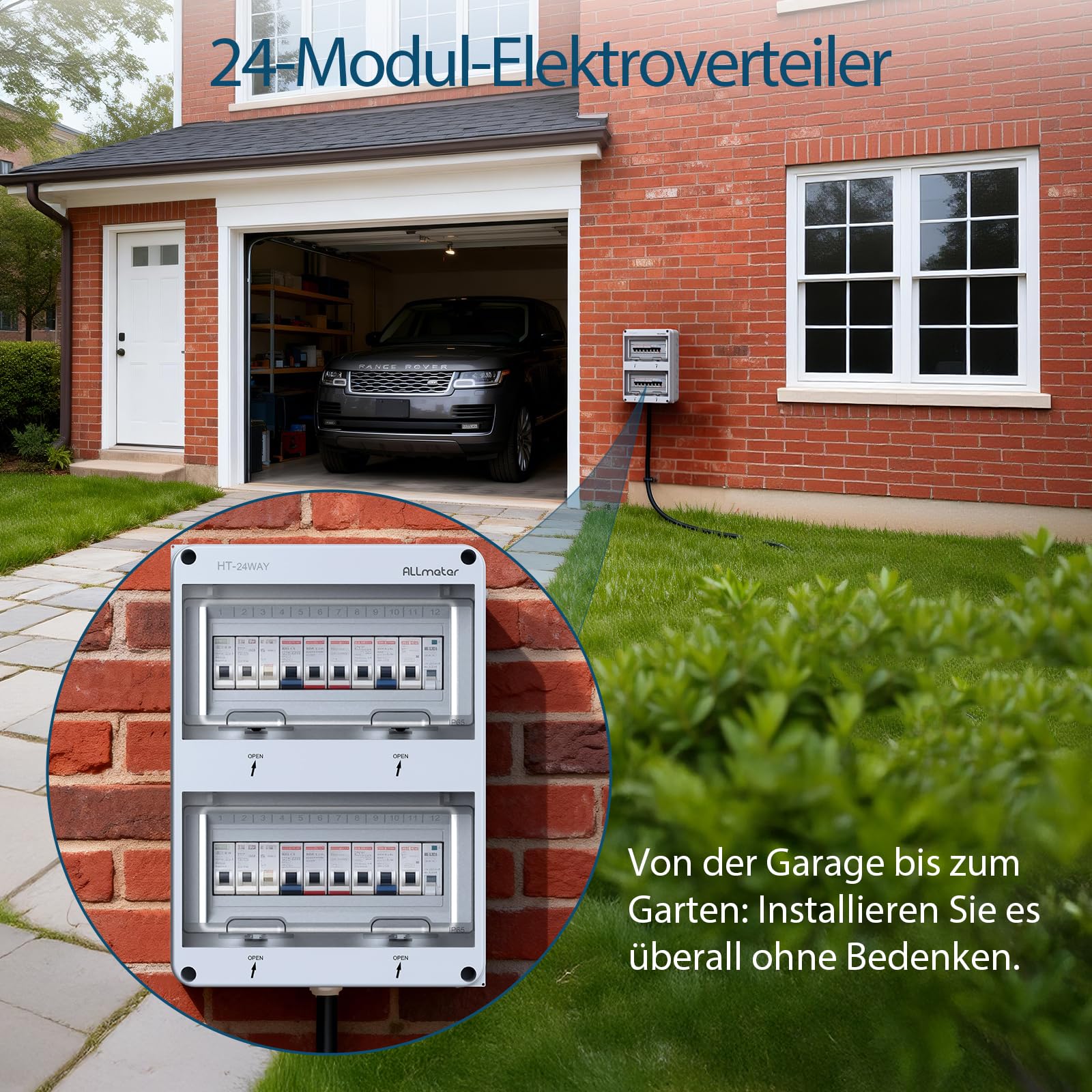 Verteilerkasten Aufputz 24 Module, IP65 Sicherungskasten Aufputz mit transparenter Abdeckung, ABS Verteilerkasten für Innen- und Außenbereich, Wasserdicht & Staubdicht