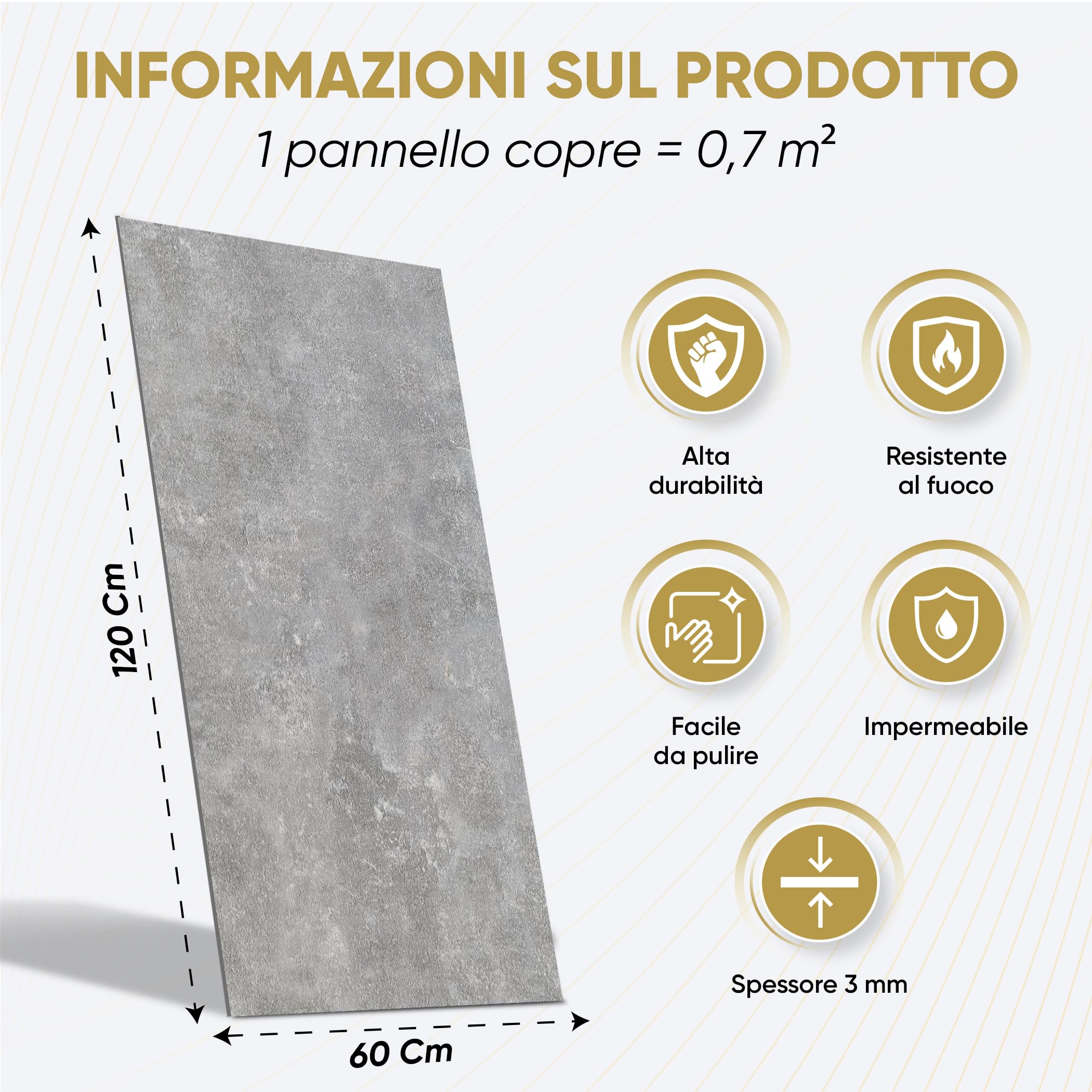 IZODEKOR Rivestimento Murale Aspetto Marmo - 4x pannelli - Alternativa alle Piastrelle del Bagno/della Cucina, Pannelli per Pareti Doccia, Pannelli per Pareti Posteriori della Cucina | Moonwalk