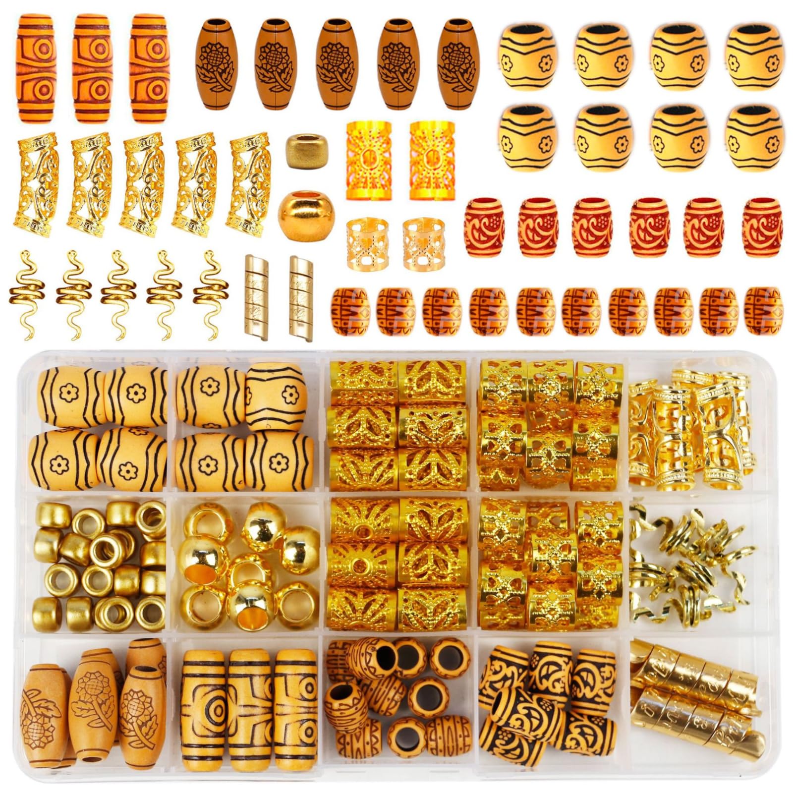 Ldbklghj 124Pcs Braiding Hair Jewelry Dreadlocks Hair Jewelry For Braids, Dreadlock Beads For Diy Hair Braiding Ponytail Decoration