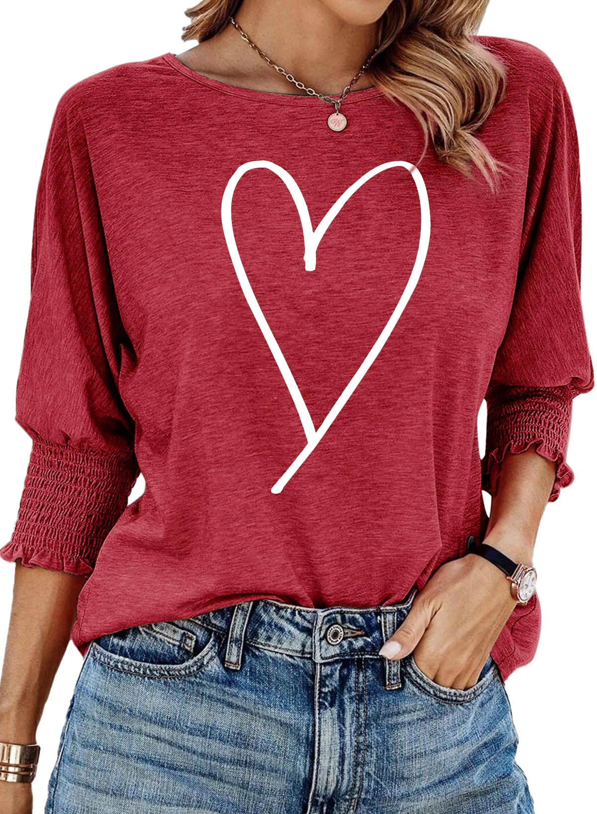 Dokotoo Women's 2026 Tops 3/4 Sleeve T-Shirts Basic Business Tees Blouses | 2026 Spring Summer Fall,Crewneck,Comfy,Lightweight,Teacher Outfit,Beach Vacation Clothes,Loose Fit