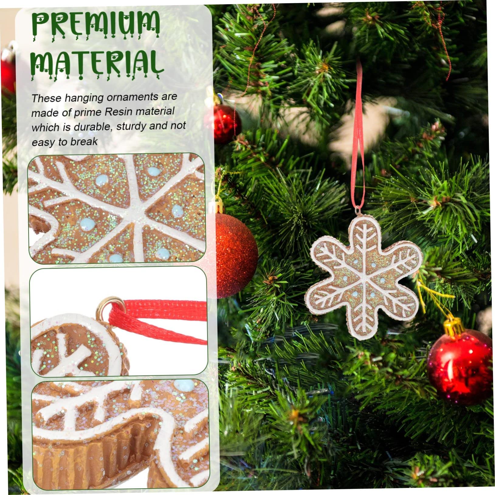 PRETYZOOM 5st Christbaumschmuck Weihnachtsschmuck Räumung Hängende Verzierung Der Weihnachtssüßigkeit Weihnachten Hängender Lebkuchen Weihnachtsbaum-Lebkuchen Minifiguren Light Brown Harz